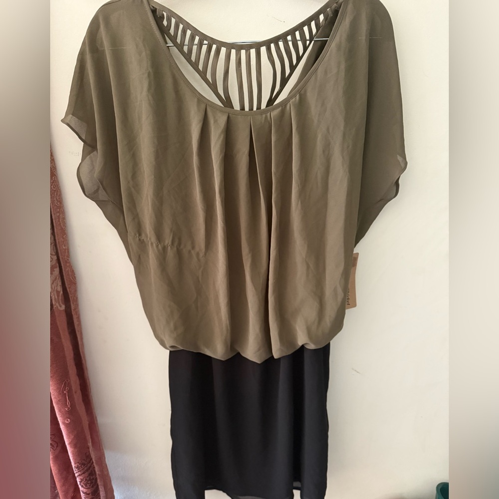 Olive and Black Dress with Cutout